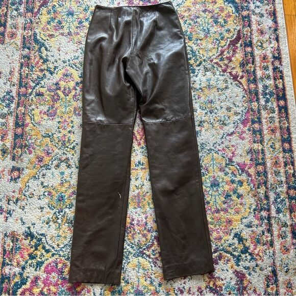 90s Danier chocolate brown mid rise genuine leather pants - Picture 4 of 4